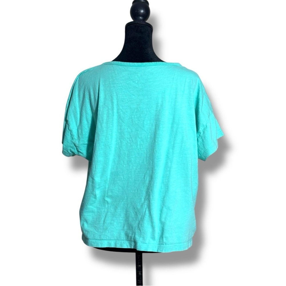 J. Crew Vibrant Light Teal Boxy Cropped Cotton Simple Short Sleeve Tee - Picture 6 of 16